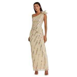 Mac Duggal 93739 Rosette Sequin Crystal One-Shoulder Gown Size 8 $498